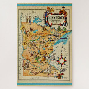 Minnesota illustrierte 20x30 Karte Puzzle