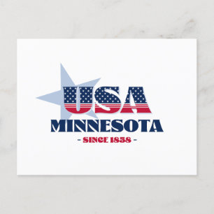 Minnesota in roter, weißer und blauer Postkarte