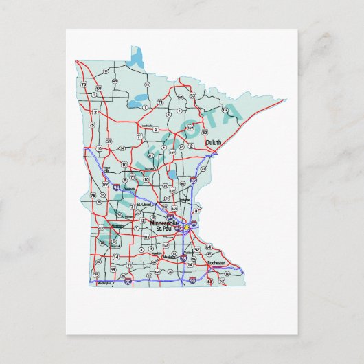 Minnesota Interstate Map Postcard Postkarte (Vorderseite)