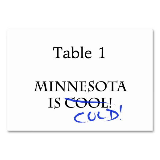 Minnesota ist Cool Tischnummer (Vorderseite)