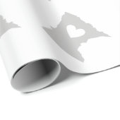 Minnesota Karte Form grau mit weißem Herzen Geschenkpapier (Rolleneckpunkt)