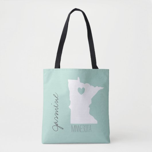 Minnesota-Karte mit einem personalisierten Herznam Tasche (Vorderseite)