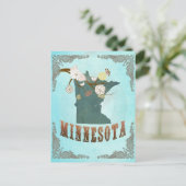 Minnesota Karte mit schönen Vögeln (Stehend Vorderseite)