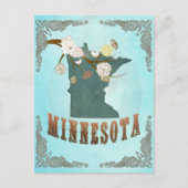 Minnesota Karte mit schönen Vögeln (Vorderseite)