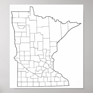 Minnesota Landkreises Leere Kontur Karte Poster