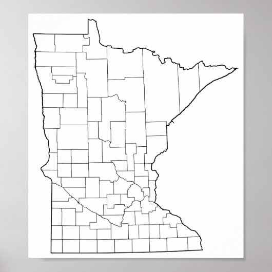 Minnesota Landkreises Leere Kontur Karte Poster (Vorne)