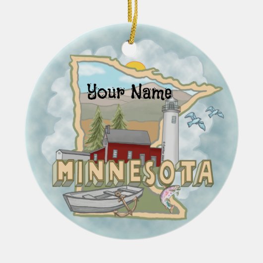 Minnesota Leuchtturm Keramik Ornament (Vorne)