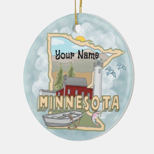 Minnesota Leuchtturm Keramik Ornament (Links)