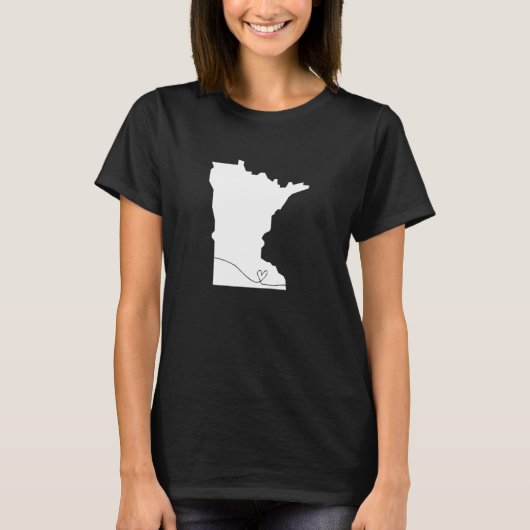 Minnesota Liebe Heart Zuhause Staat Mittelwestlich T-Shirt (Vorderseite)