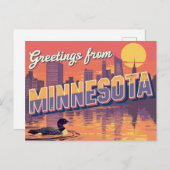 Minnesota Loon and City Skyline Postkarte (Vorne/Hinten)