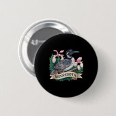 Minnesota Loon Bird and Ladys Slippers Flow Button (Vorne & Hinten)