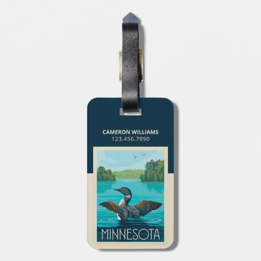 Minnesota | Loon Gepäckanhänger (Rückseite vertikal)
