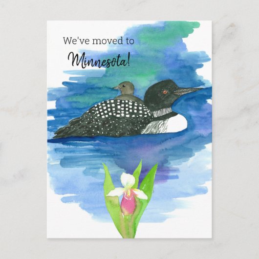 Minnesota Loon Lady Slipper Postkarte (Vorderseite)