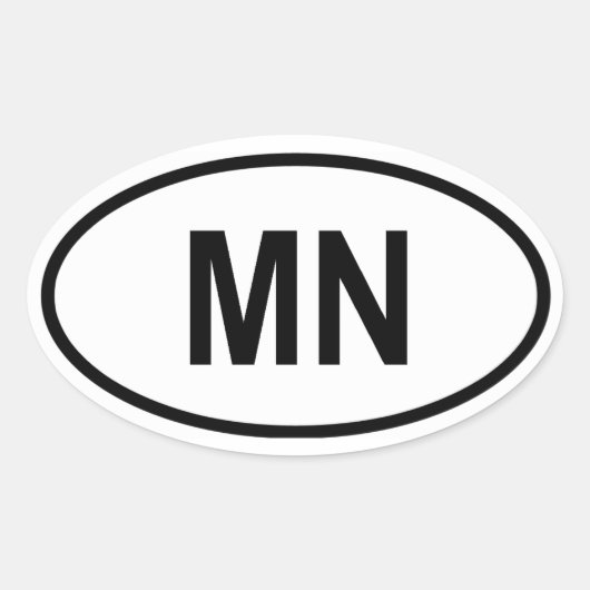 Minnesota "MN" Ovaler Aufkleber (Vorderseite)