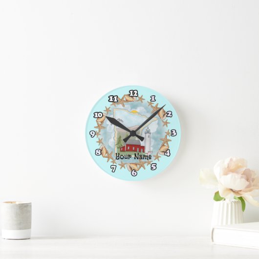 Minnesota Muscheln Leuchtturm Runde Wanduhr (Zuhause)