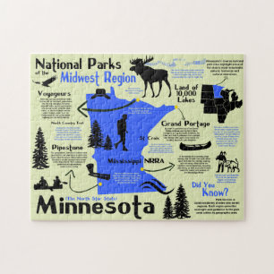 Minnesota National Parks Infografik Karte Puzzle