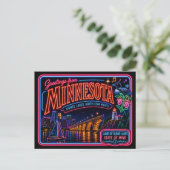 Minnesota Neon State Retro Vintage Postkarte (Stehend Vorderseite)