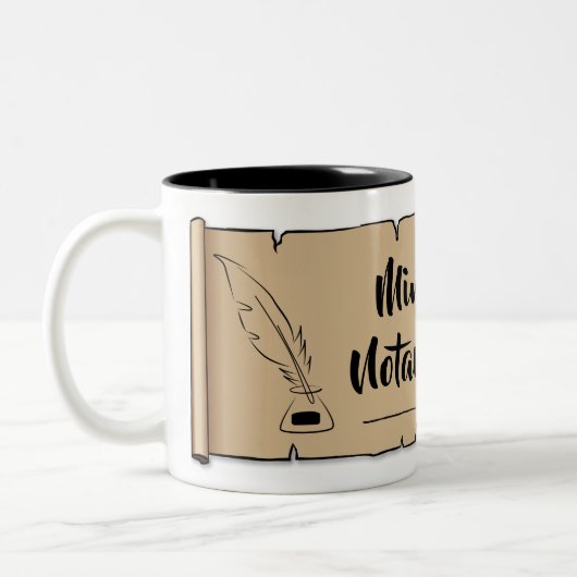 Minnesota Notary Public Scroll Feather Quill Zweifarbige Tasse (Links)