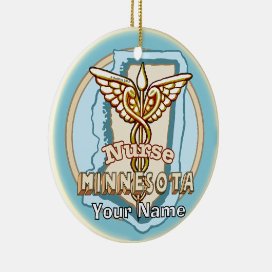 Minnesota Nurse Caduceus Keramik Ornament (Rechts)