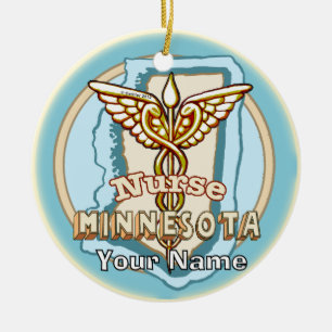 Minnesota Nurse Caduceus Keramik Ornament