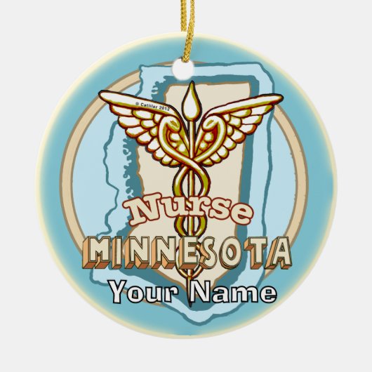 Minnesota Nurse Caduceus Keramik Ornament (Vorne)