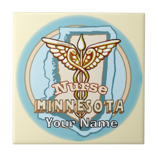 Minnesota Nurse Caduceus Tile Fliese (Vorderseite)