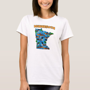 Minnesota Outline Tattoo-Stil T-Shirt