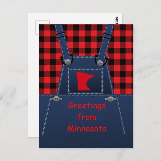 Minnesota Overalls Buffalo Kariert Postkarte (Vorne/Hinten)