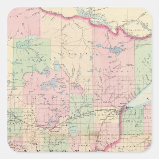 Minnesota Quadratischer Aufkleber (Vorderseite)