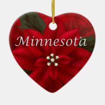 Minnesota Red Poinsettia Herz Keepake Ornament