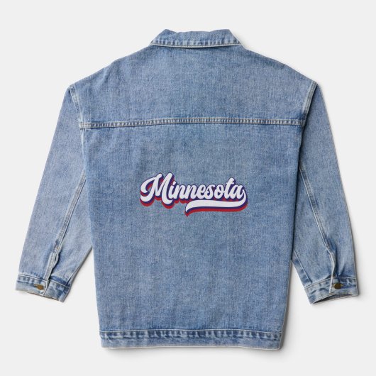 Minnesota Red White & Blue Vintages Script Jeansjacke (Rückseite)