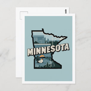 Minnesota Retro Travel Design Iconic US Staaten Postkarte