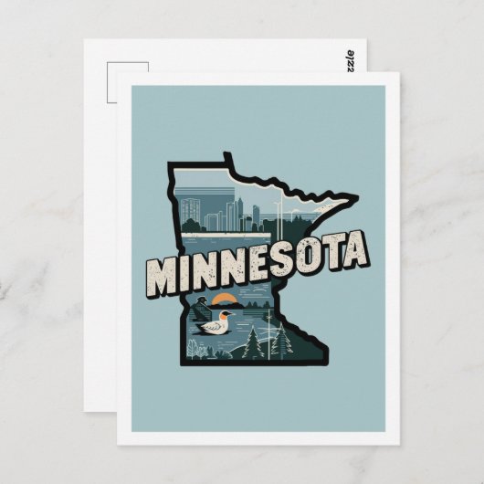 Minnesota Retro Travel Design Iconic US Staaten Postkarte (Vorne/Hinten)