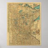 Minnesota Road Map Poster (Vorne)