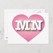 Minnesota - Rosa Faden Herz - I Liebe MN Postkarte (Vorne/Hinten)