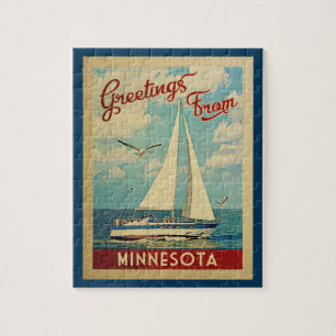 Minnesota Sailboat Vintage Reise Puzzle