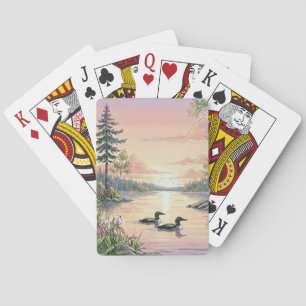 Minnesota-Seelandschaft mit Seetauchern und Spielk Spielkarten