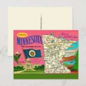 Minnesota-Seenkarte mit Seen Postkarte (Vorne/Hinten)