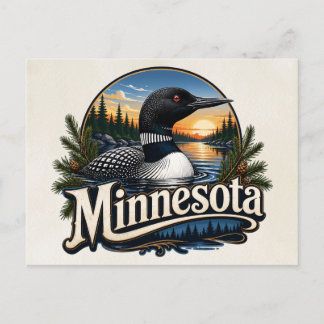 Minnesota Seetaucher Staat Vogel Kunst Postkarte