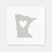Minnesota Shaped Gray Heart Cutout Minnesota Serviette (Vorderseite)