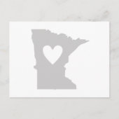 Minnesota Shaped Gray Heart Minnesotan Liebe Adora Postkarte (Vorderseite)