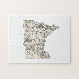 Minnesota Shaped Minnesotan Vintage Bildkarte Puzzle