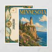 Minnesota Split Rock Lighthouse GeoSaga Postkarte (Vorne/Hinten)