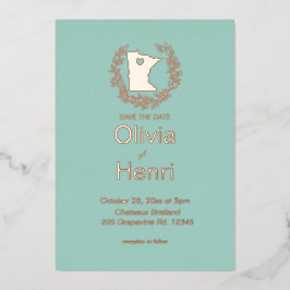 Minnesota Staat Hochzeit in Urlaubsort Folieneinladung