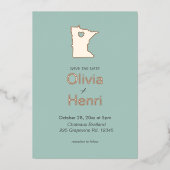 Minnesota Staat Hochzeit in Urlaubsort Save the Da Folieneinladung (Vorderseite)