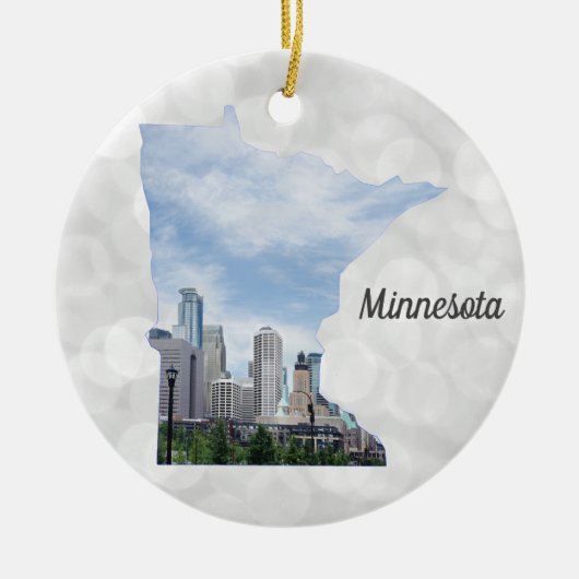 Minnesota Staat Karte Weihnachten Keramik Ornament (Vorne)