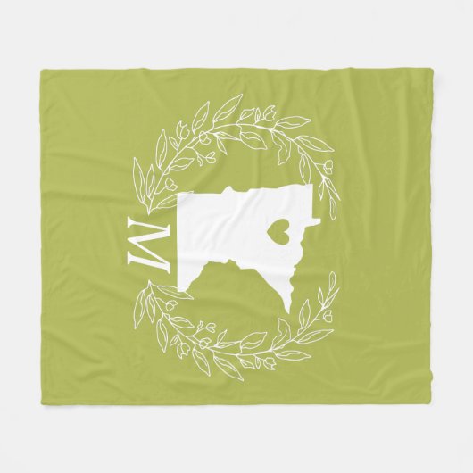 Minnesota Staat-Kartenkranz-Blätter Monogramm Fleecedecke (Vorderseite (Horizontal))