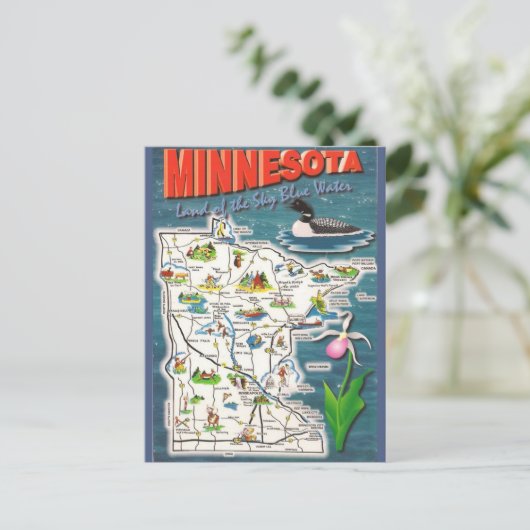 Minnesota Staat Map Postkarte (Stehend Vorderseite)