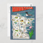Minnesota Staat Map Postkarte (Vorne/Hinten)