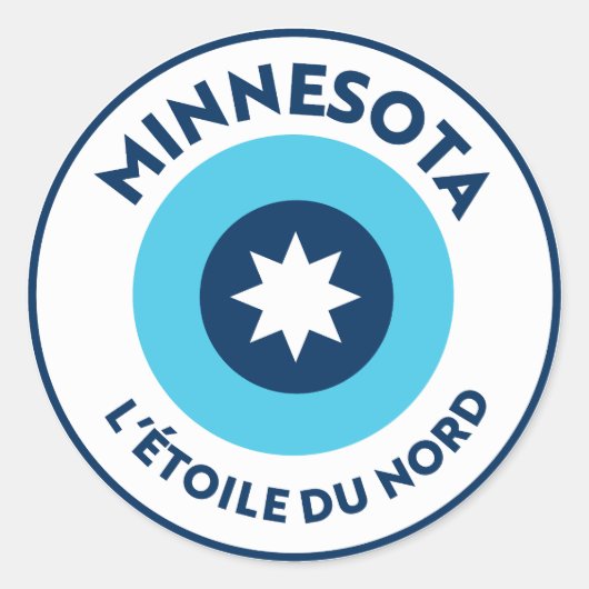Minnesota Staat Runde: L'etoile Du Nord Patch Runder Aufkleber (Vorderseite)